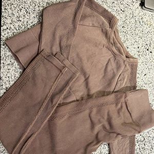 Offline by Aerie waffle knit cropped long sleeve and leggings workout set